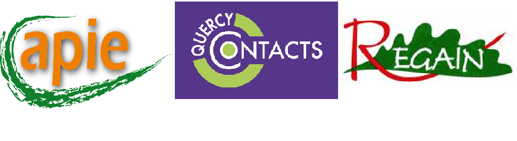 3 logos de Apie, Quercy Contacts et Regain